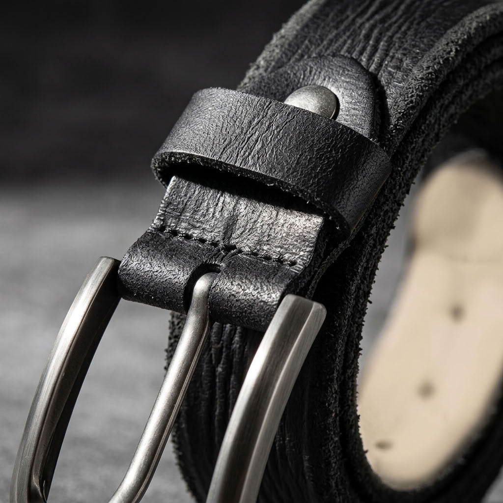 Ceinture en cuir noir "Le Faubourg" VALMONT