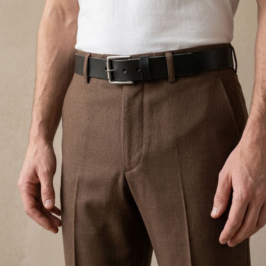 Ceinture en cuir pleine fleur noir "Le Doyen" VALMONT