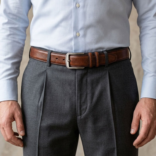 Ceinture en cuir de vachette marron "L'Officier" VALMONT