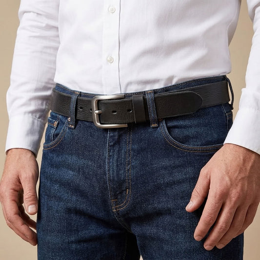 Ceinture en cuir noir "Le Faubourg" VALMONT