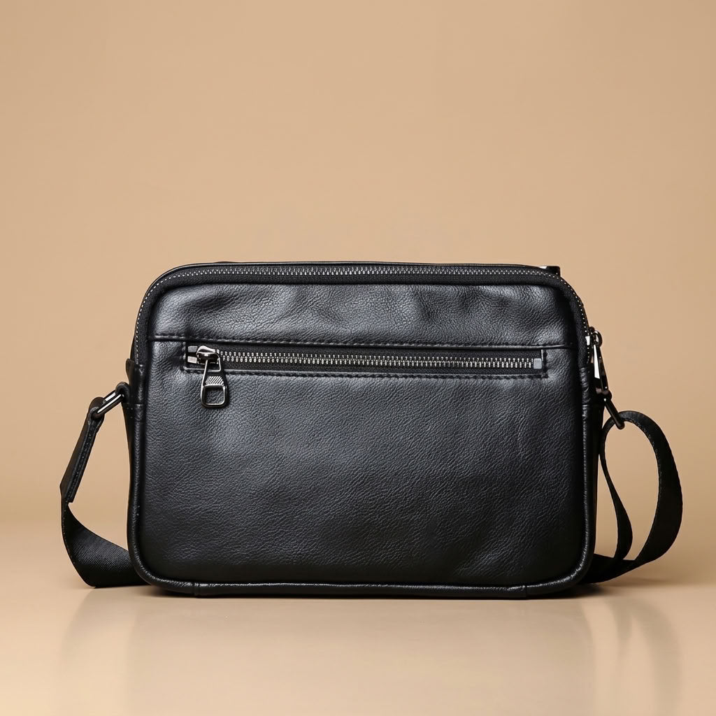 Sacoche bandoulière cuir homme noir "Le Flâneur" VALMONT