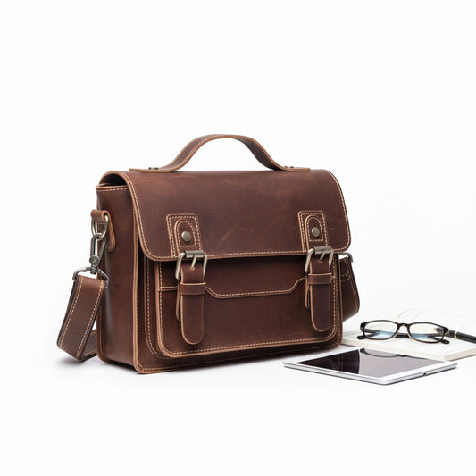 Sac Messager VALMONT Rétro en Cuir Crazy Horse