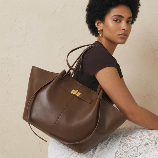 Sac Cabas Ailé VALMONT café, vue de profil