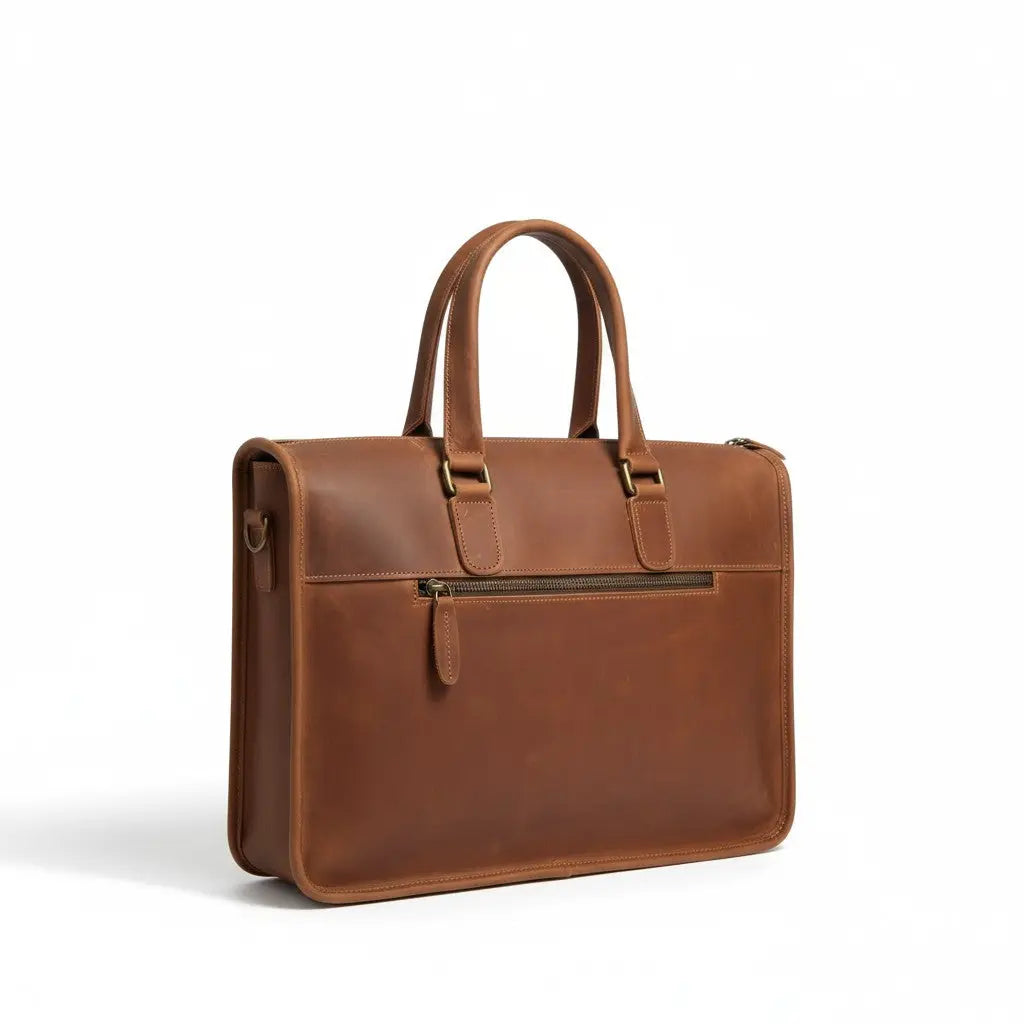 Porte-documents en cuir pleine fleur cognac VALMONT, exemple de cuir de qualité Image