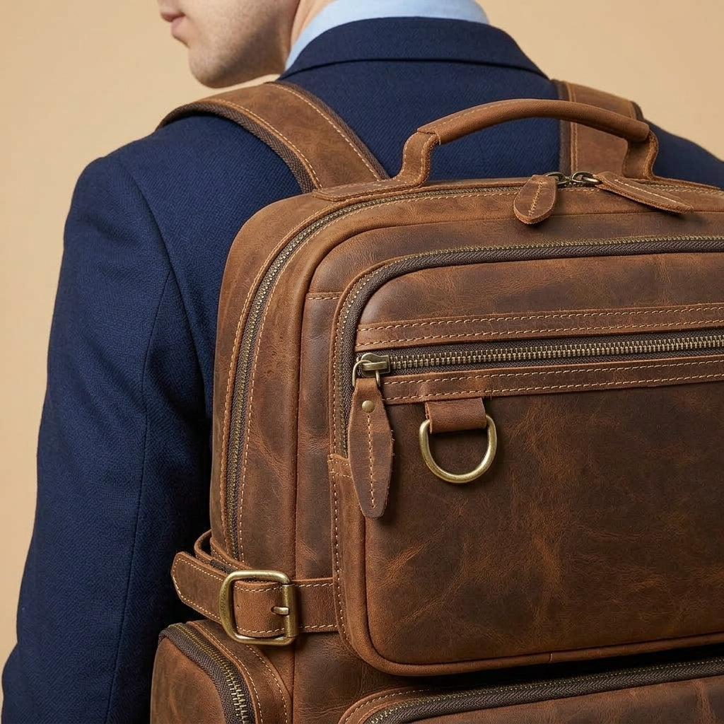 Sac à dos Homme en Cuir Vintage Marron | Modèle Grand Voyageur VALMONT VALMONT OFFICIEL