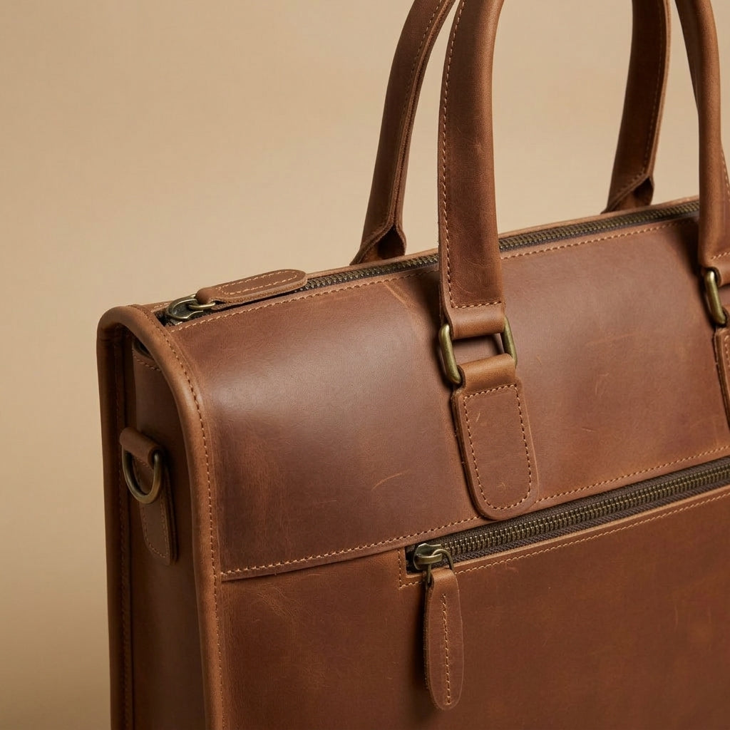 Porte-Documents en Cuir Pleine Fleur Cognac | VALMONT