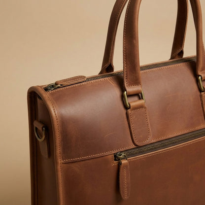 Porte-Documents en Cuir Pleine Fleur Cognac | VALMONT