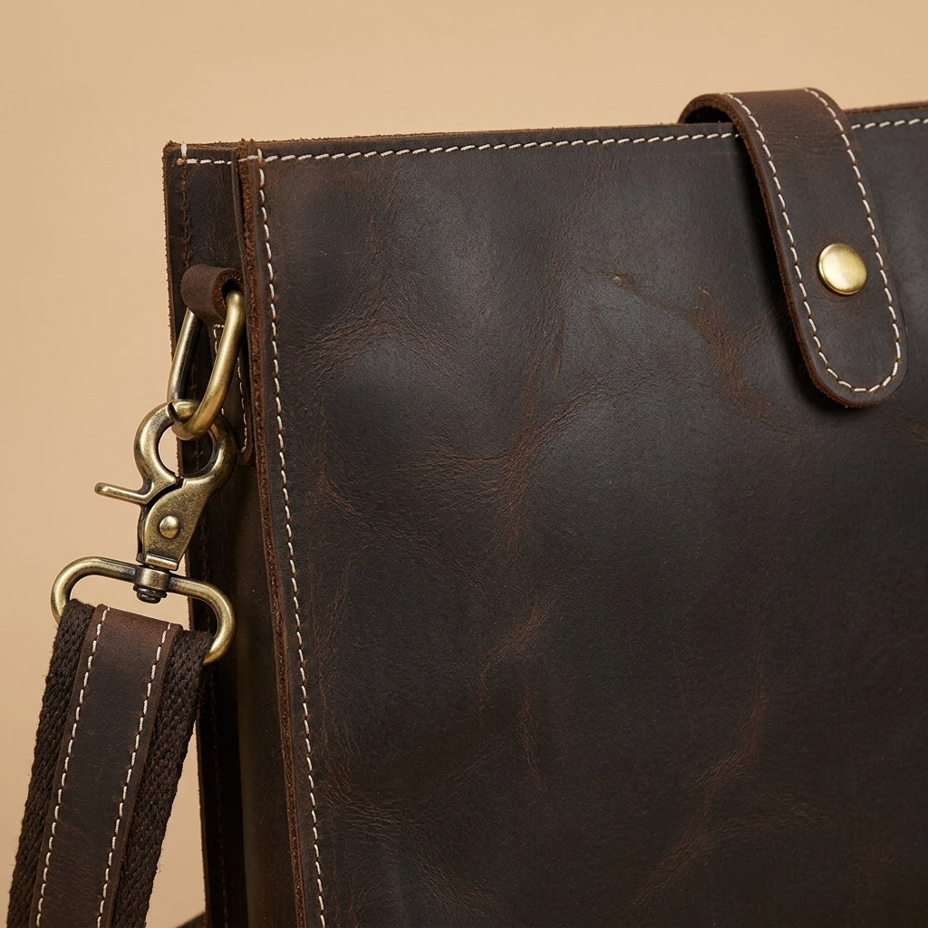 "L'Odyssée"| Sacoche bandoulière en cuir Crazy Horse VALMONT