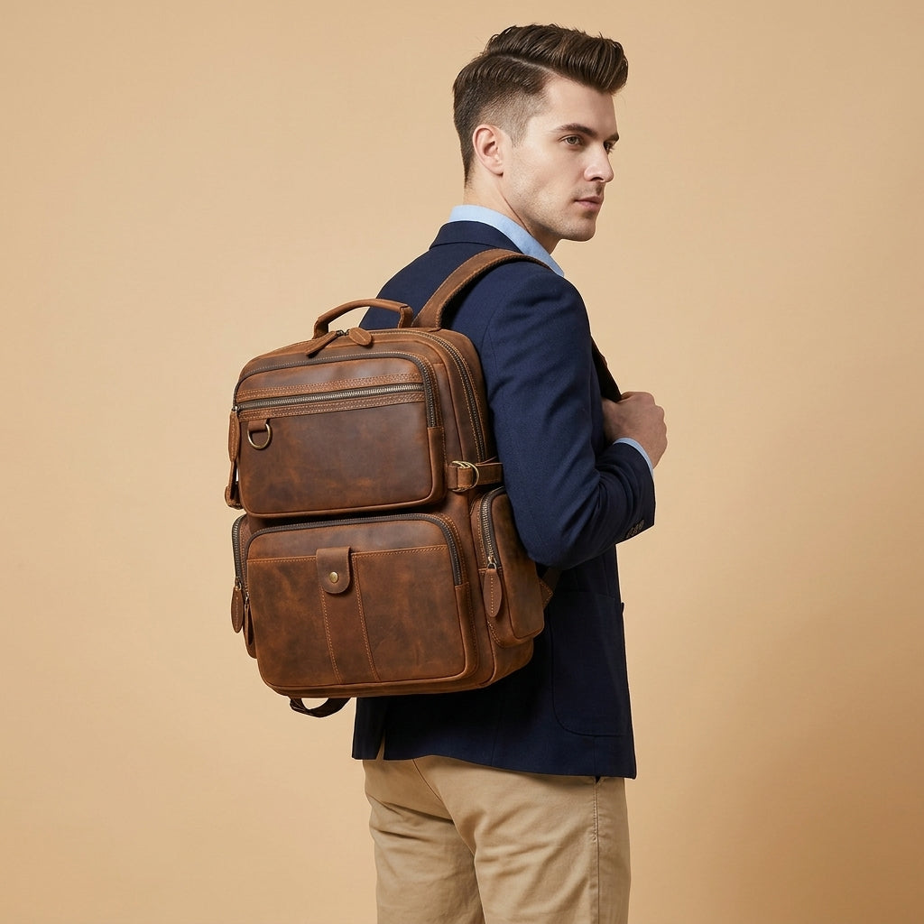Sac à dos Homme en Cuir Vintage | Modèle Grand Voyageur VALMONT