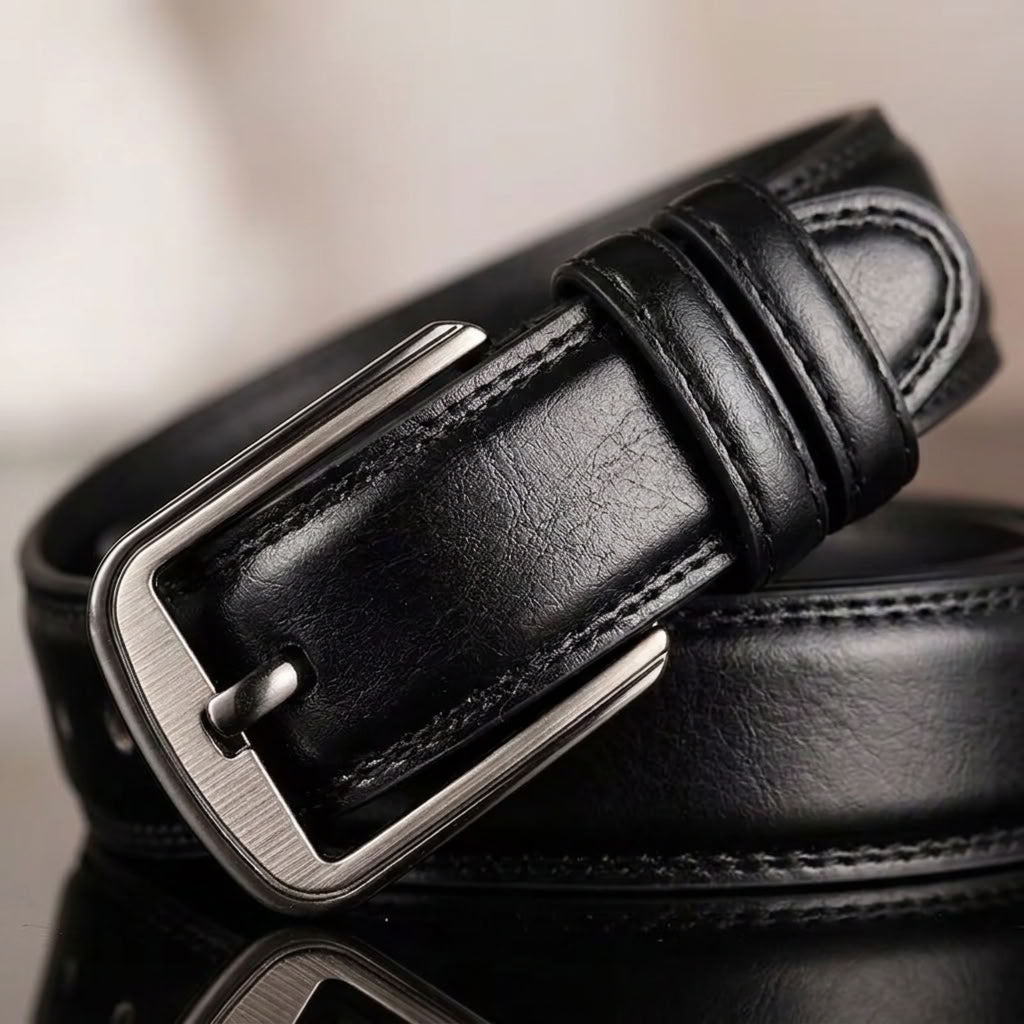 Ceinture en cuir de vachette noir "L'Officier" VALMONT