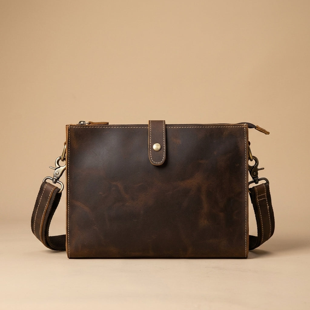 "L'Odyssée"| Sacoche bandoulière en cuir Crazy Horse VALMONT