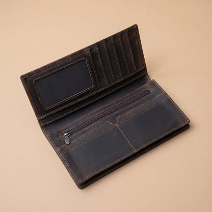 Portefeuille en Cuir de Vache VALMONT noir, vue ouverte