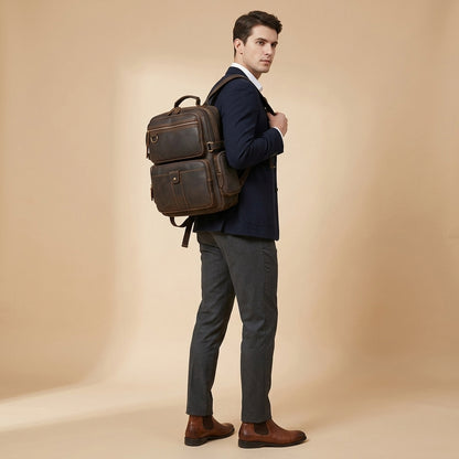 Sac à dos Homme en Cuir Vintage | Modèle Grand Voyageur VALMONT