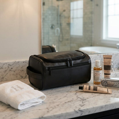 Trousse de Toilette en Cuir VALMONT, poche extérieure