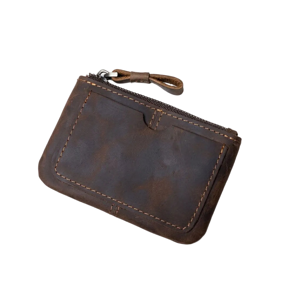 Mini Portefeuille Cuir Crazy Horse Zippé | VALMONT VALMONT