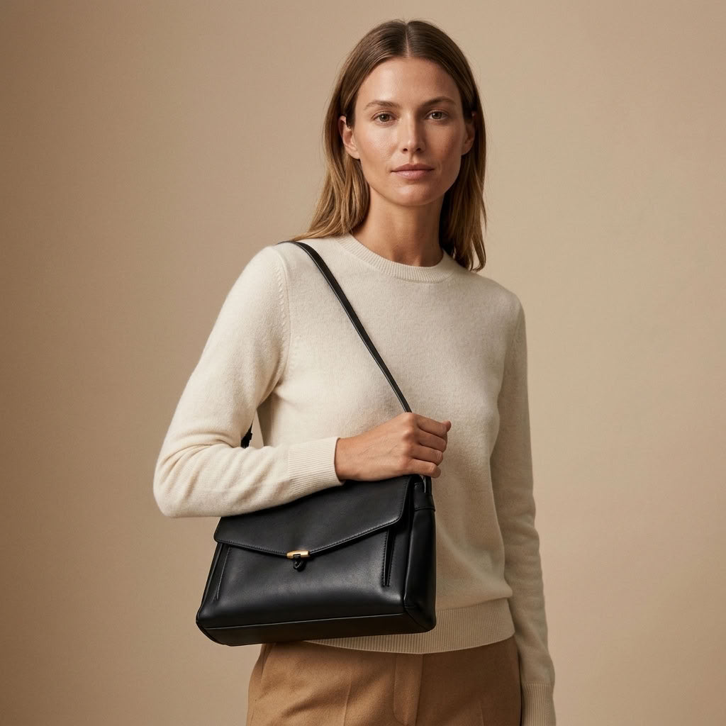 Sac bandoulière femme cuir pleine fleur à rabat "Albane" VALMONT