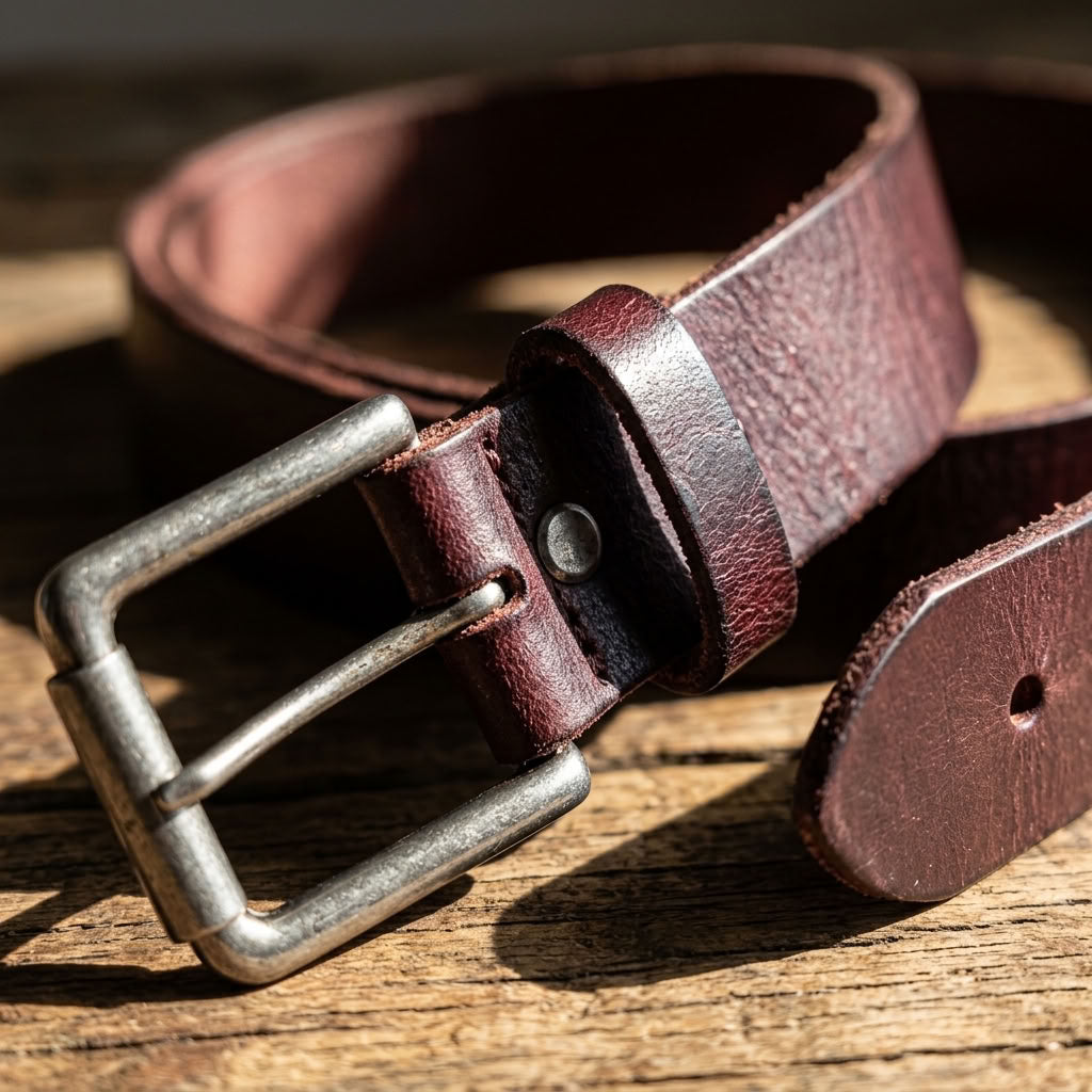 Ceinture en cuir pleine fleur marron  "Le Doyen" VALMONT