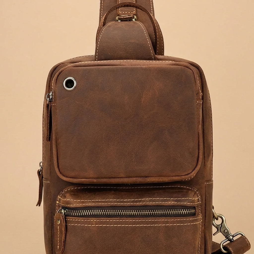 Sac Banane Homme en Cuir Véritable Marron "Matteo" | VALMONT VALMONT