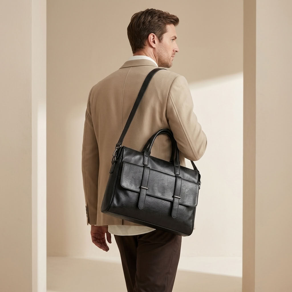 Sac Ordinateur Homme en Cuir | Léon VALMONT OFFICIEL