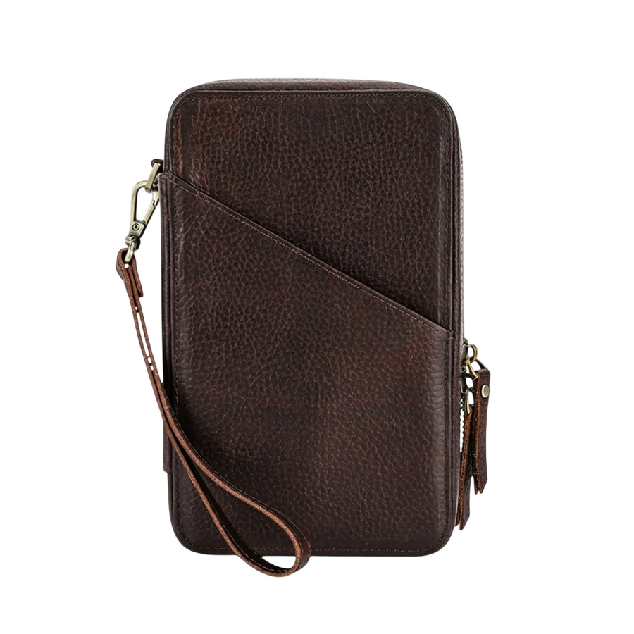 Pochette Escale VALMONT en cuir havane, vue principale