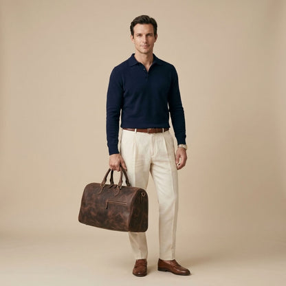 Sac de Voyage Weekend Homme en Cuir Café "Héritage" | VALMONT VALMONT