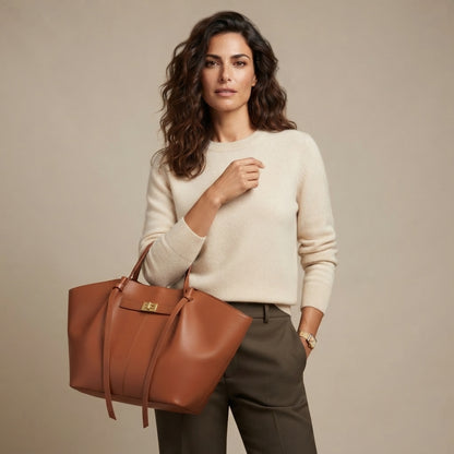 Sac Cabas Ailé VALMONT marron porté en situation