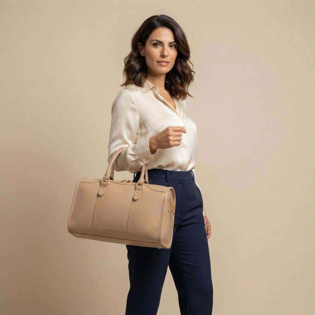 Sac de Weekend Beige Femme VALMONT, porté