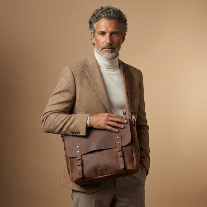 Sacoche reporter en cuir homme marron – Le Reporter VALMONT OFFICIEL