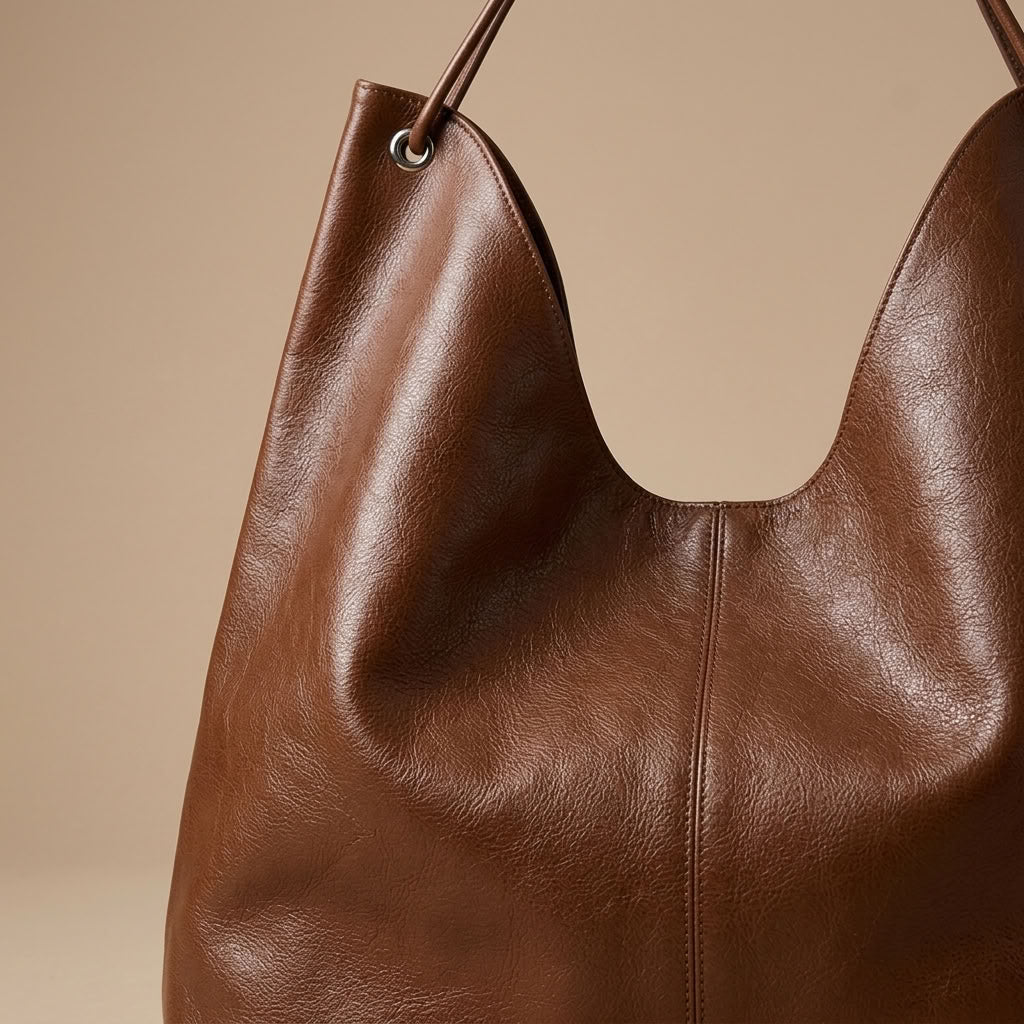 Sac hobo femme en cuir de vachette grand format marron "Héloïse" VALMONT