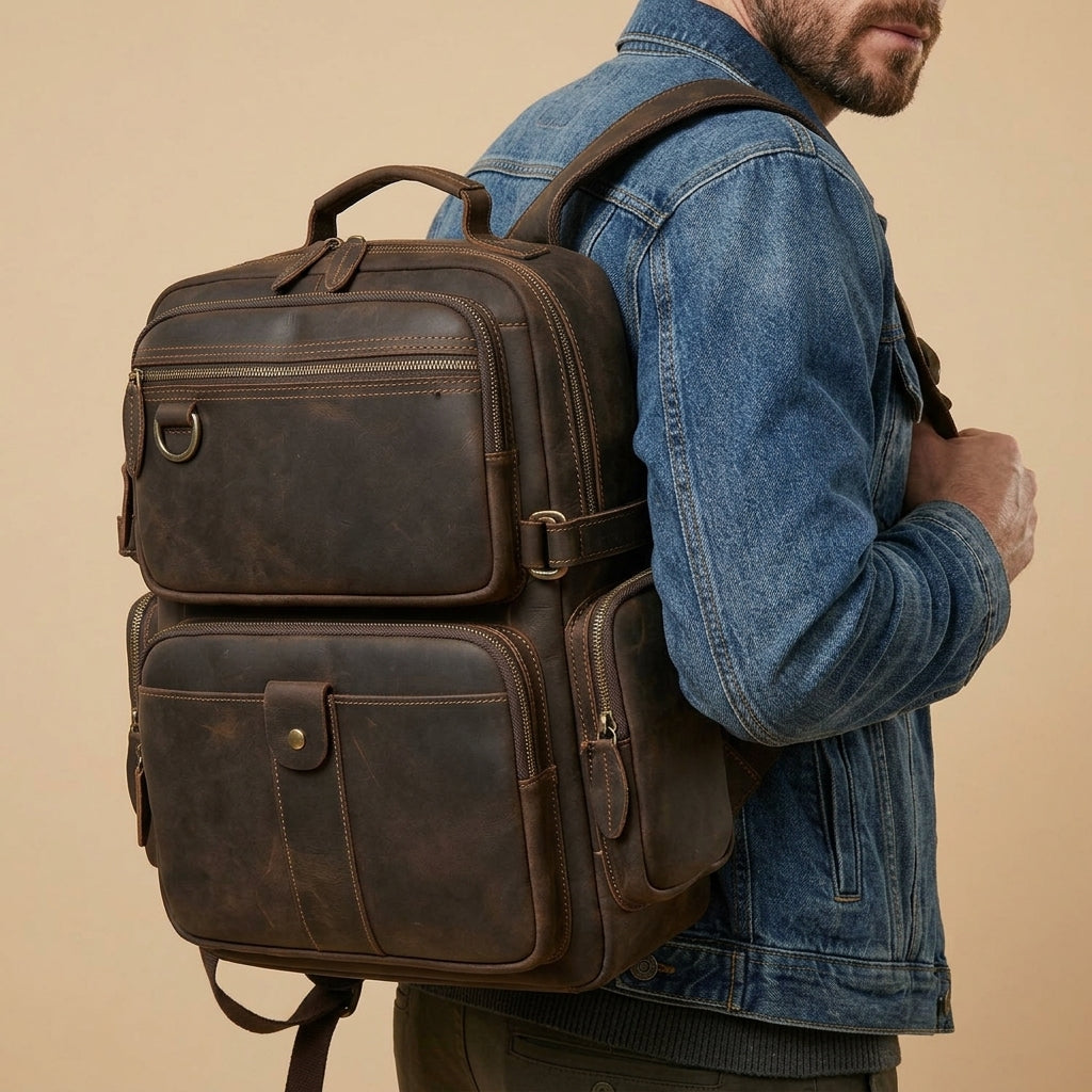 Sac à dos Homme en Cuir Vintage | Modèle Grand Voyageur VALMONT VALMONT OFFICIEL