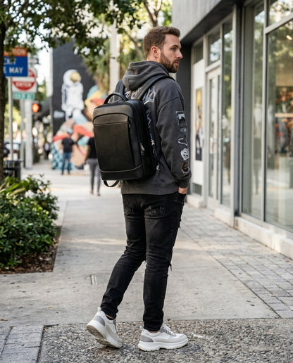 Sac à Dos Urbain Cuir Noir | VALMONT