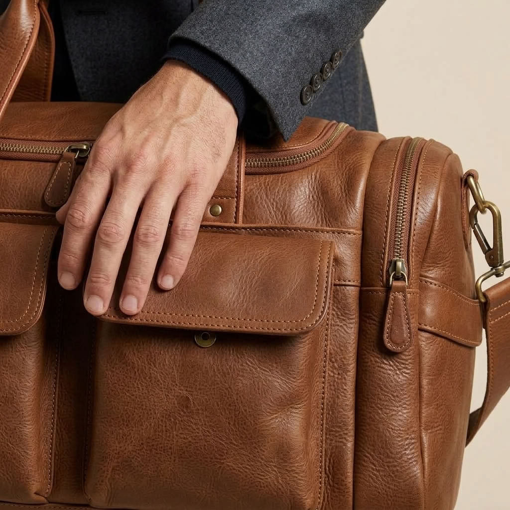Sac de Voyage Homme en Cuir Marron "Auguste" | VALMONT VALMONT