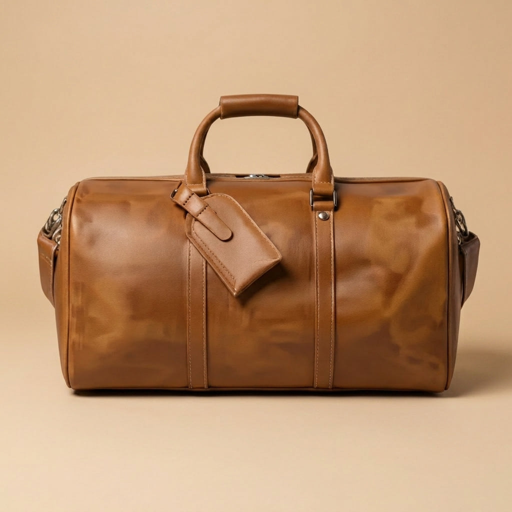 Sac Weekender VALMONT | Cuir Pleine Fleur Marron