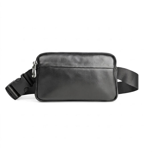 Sacoche Banane Homme en Cuir Véritable Noir "Nox" | VALMONT VALMONT