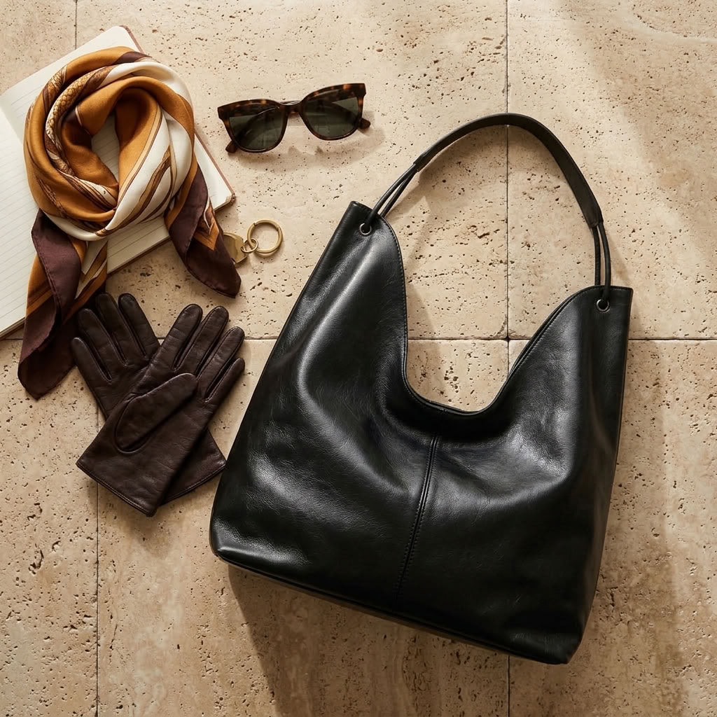 Sac hobo femme en cuir de vachette grand format "Héloïse" VALMONT