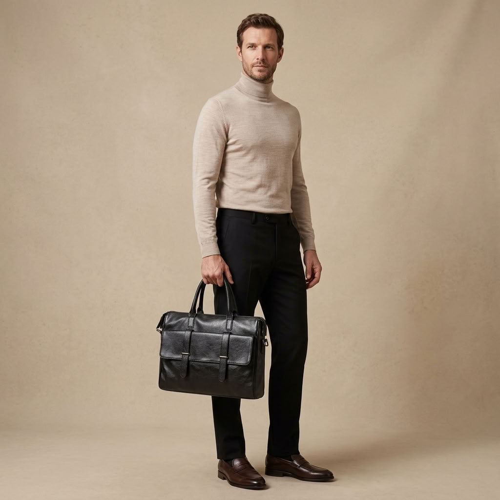 Sac Ordinateur Homme en Cuir | Léon VALMONT OFFICIEL