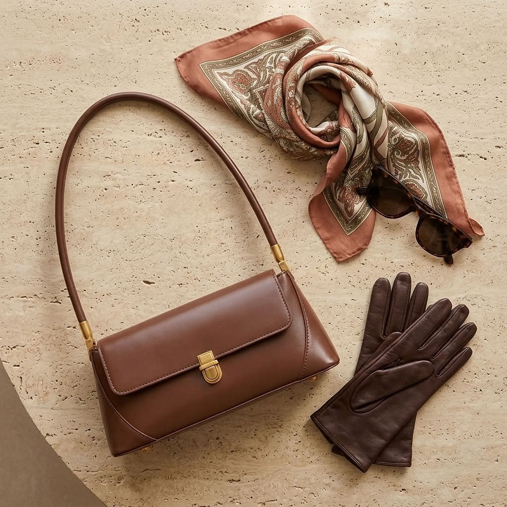 Petit sac épaule rétro femme en cuir de vachette "Iris" VALMONT