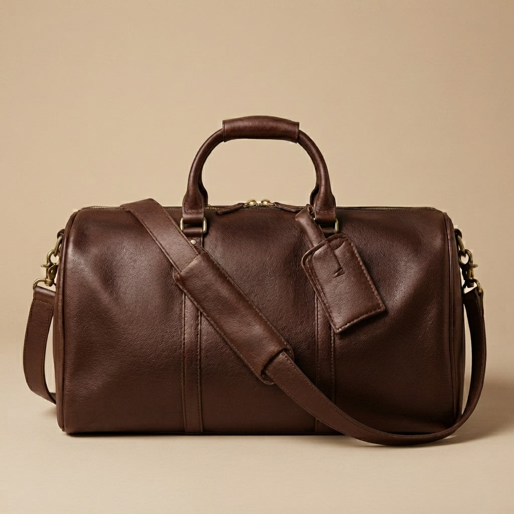 Sac Weekender VALMONT | Cuir Pleine Fleur Café