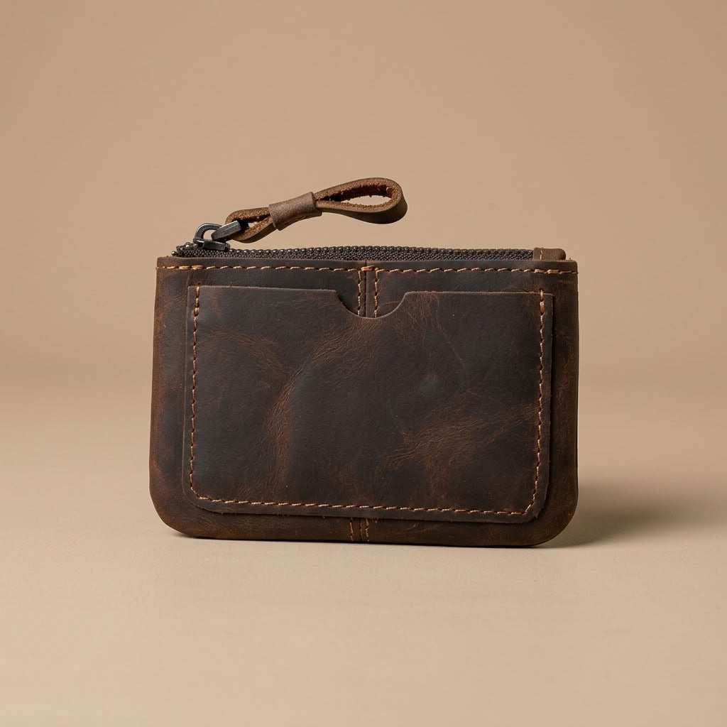 Mini Portefeuille Cuir Crazy Horse Zippé | VALMONT VALMONT