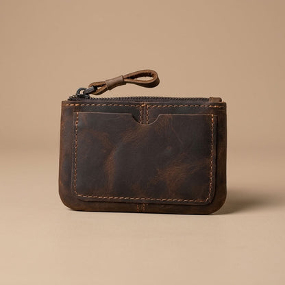 Mini Portefeuille Cuir Crazy Horse Zippé | VALMONT VALMONT