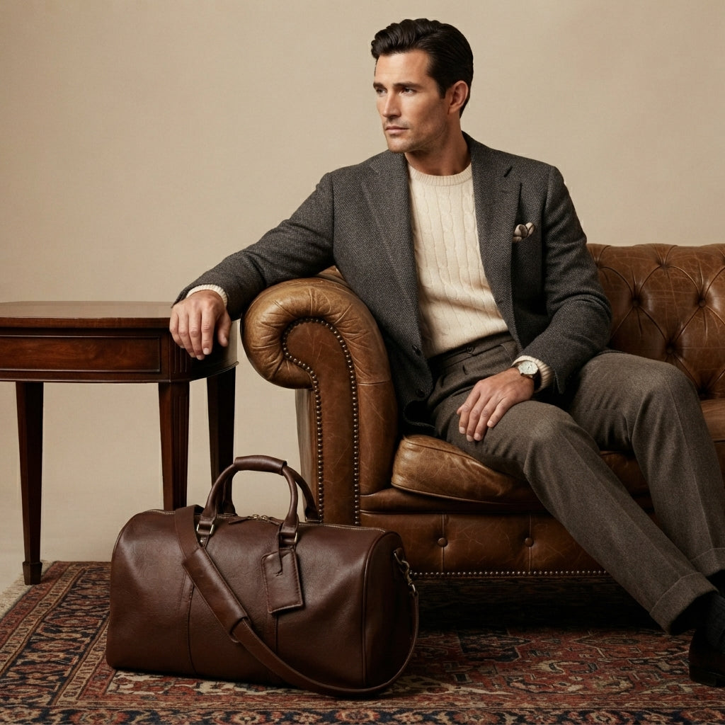 Sac Weekender VALMONT | Cuir Pleine Fleur Café