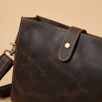 "L'Odyssée"| Sacoche bandoulière en cuir Crazy Horse VALMONT