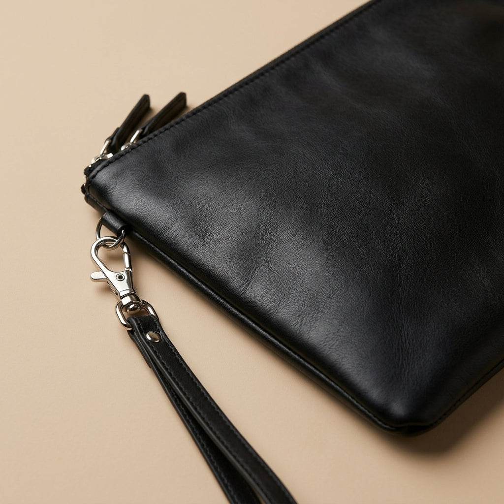 Pochette en Cuir d'Agneau VALMONT, détail du cuir