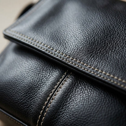 Sacoche Bandoulière Homme en Cuir de Vachette Noir "Le Correspondant" VALMONT