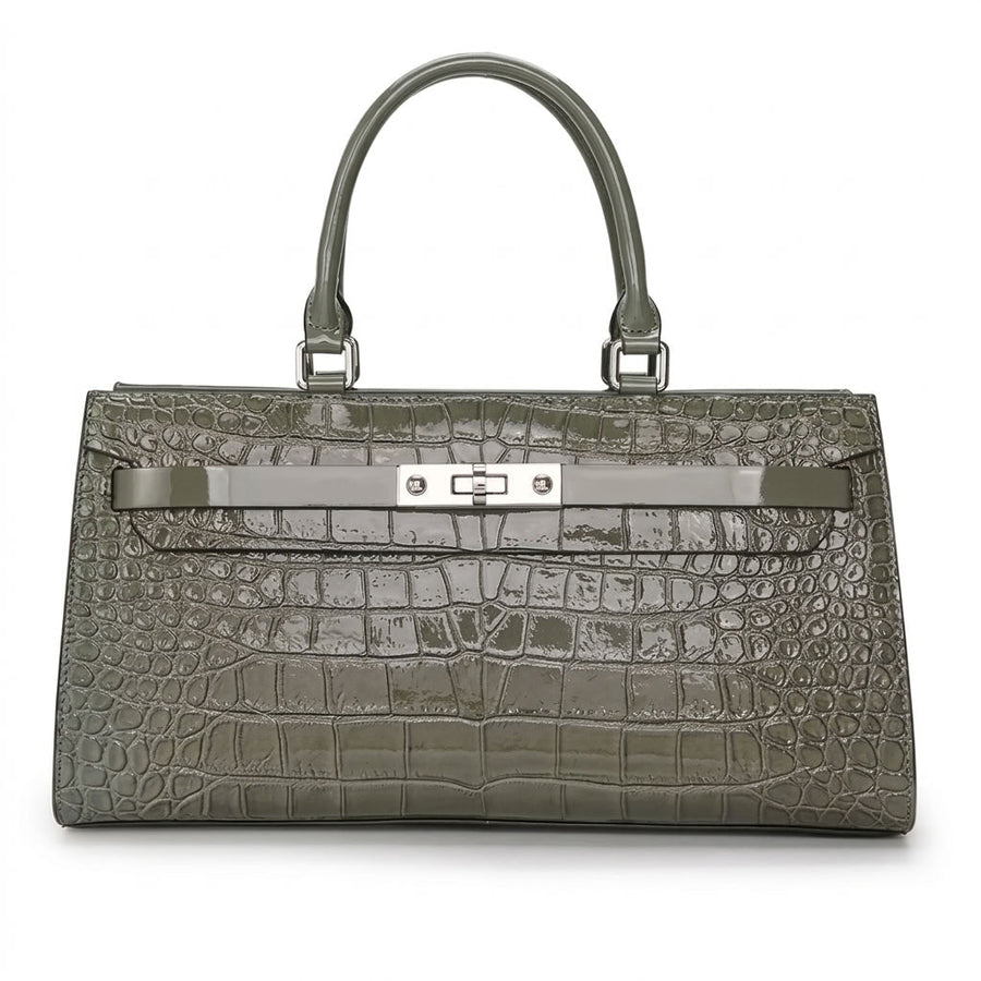 Sac à main femme cuir façon croco gris "Livia" VALMONT