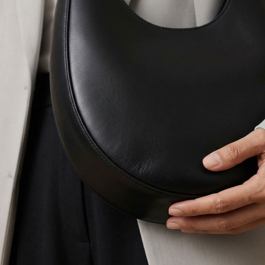 Sac hobo demi-lune femme en cuir de vachette "Selma" VALMONT