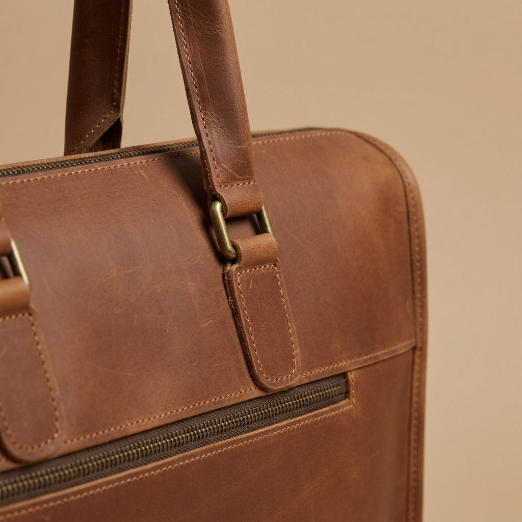 Porte-Documents en Cuir Pleine Fleur Cognac | VALMONT