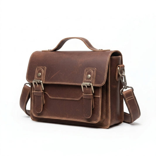 Sac Messager Rétro Cuir Crazy Horse VALMONT, vue arrière