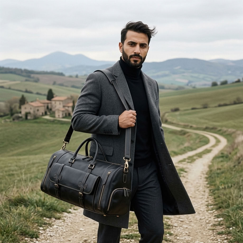 Sac Weekender Cuir Crazy Horse Noir | VALMONT VALMONT OFFICIEL
