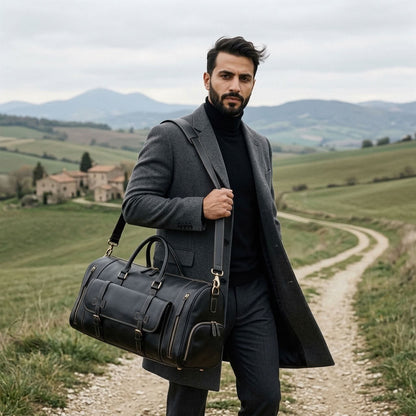 Sac Weekender Cuir Crazy Horse Noir | VALMONT VALMONT OFFICIEL